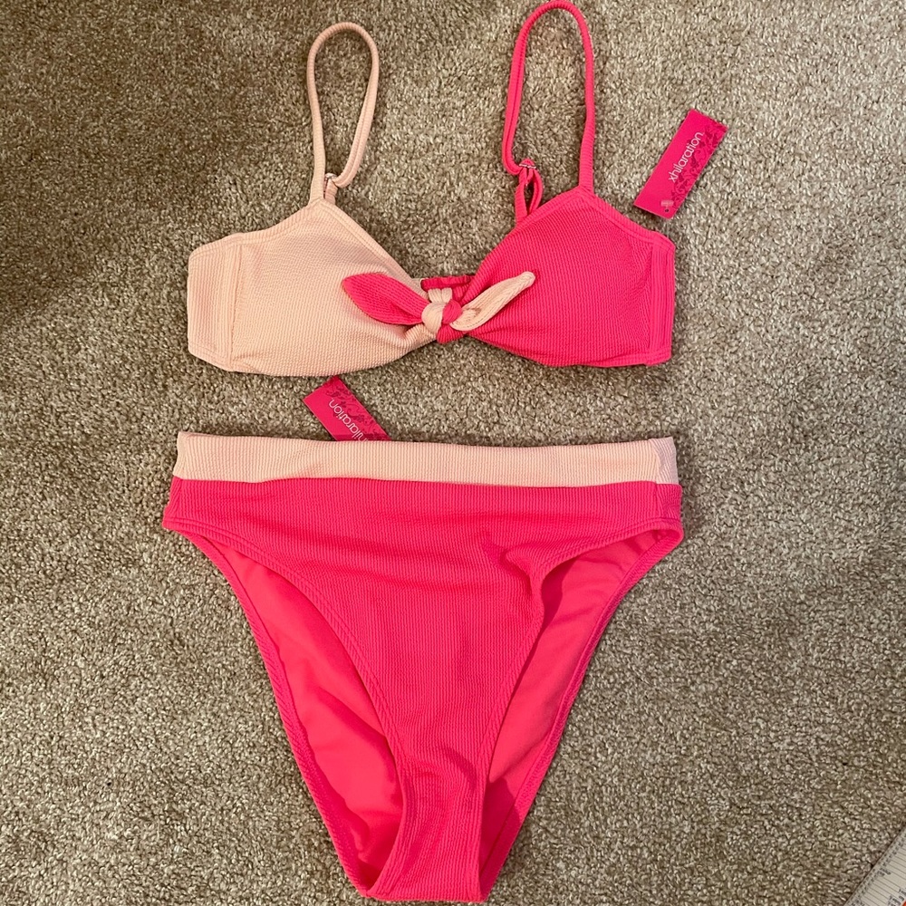Target Tie Front Bandeau Bikini Set